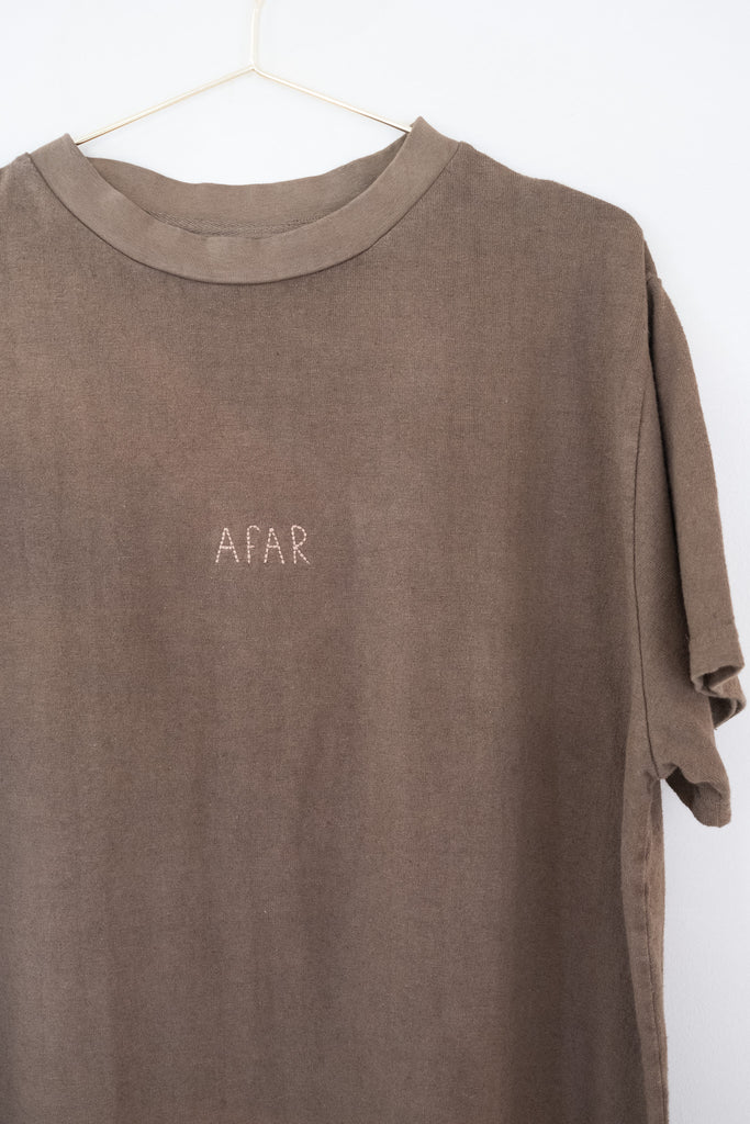Men’s Afar Tee - Chocolate - Hemp/Cotton | Afar Boutique  close up