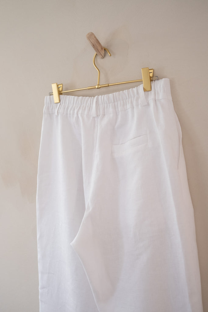 Men’s French Linen Suit Pants - White | Afar Boutique Australia back view close up 